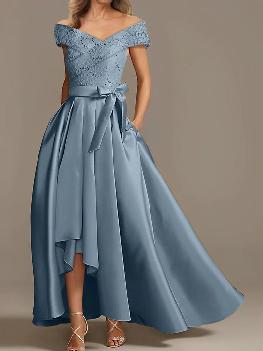 A-Line Off-The-Shoulder Asymmetrical High Low Mother Of The Bride Dresses With Ruffles