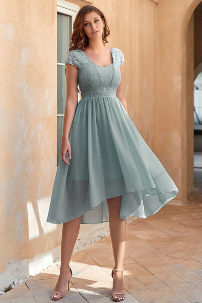 Chiffon Wedding Guest Dress with Lace Cocktail Dresses