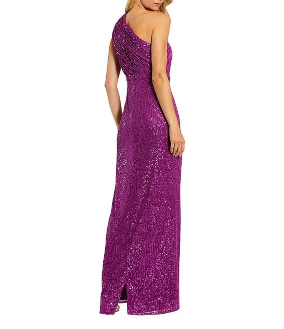 Sequin Ruched One Shoulder Gown Sheath Wedding Guest Party Dresses