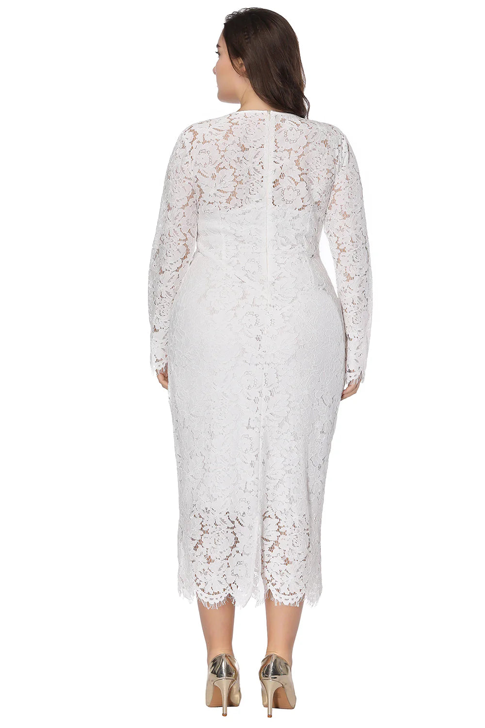 Plus Size Long Sleeves Mother of the Bride Dresse With Lace Wedding Guest Dress