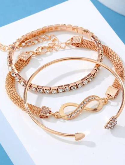 3pcs Women's Cuff Bracelet Precious Alloy Jewelry Silver / Golden / Rose Gold For Gift Festival