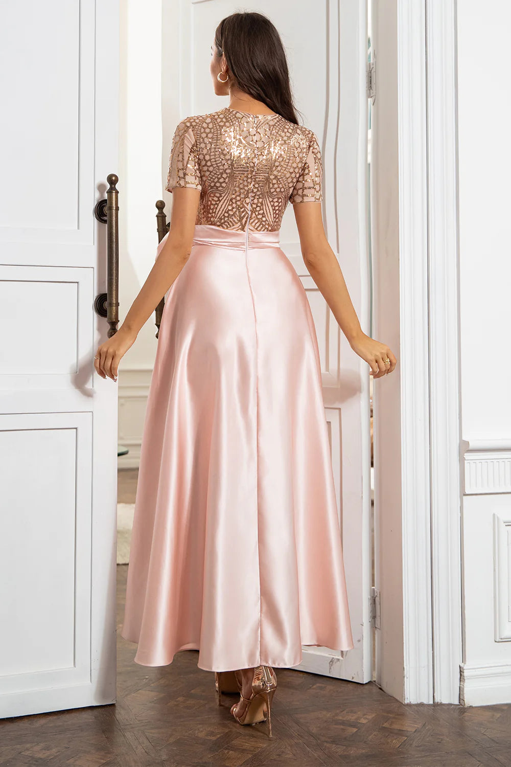 Blush Bows Mother of the Bride Dress with Sequins Cocktail Dresses