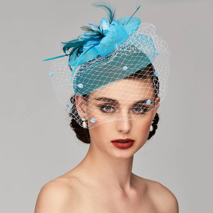 Elegant Fascinators Hats Linen Net Mesh Headpiece Kentucky Derby Hat with Clip Headband Feather Floral Flower Mesh Party Horse Race Ladies Day Headpiece