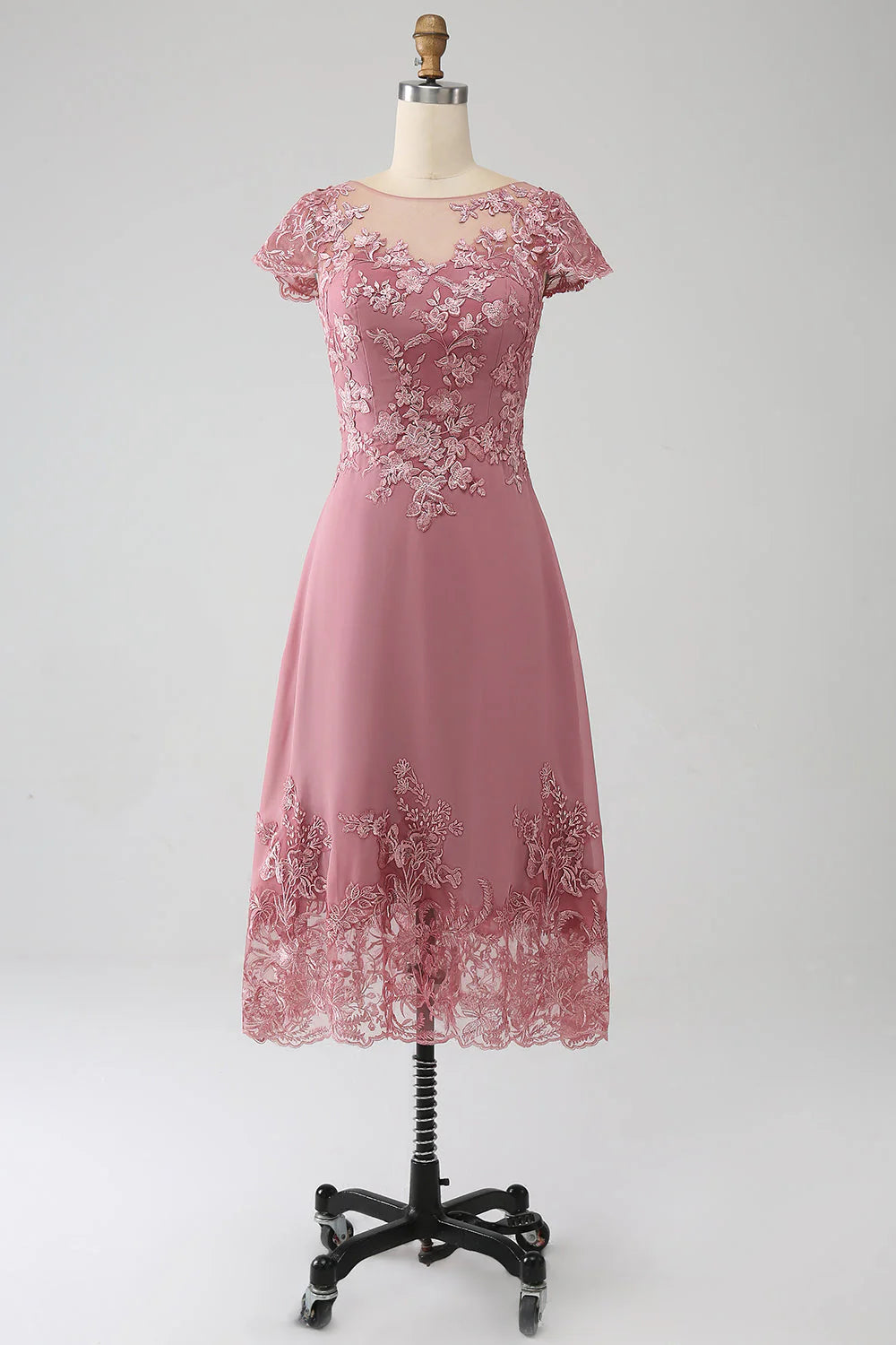 A-Line Tea-Length Mother of the Bride Dress With Sequins