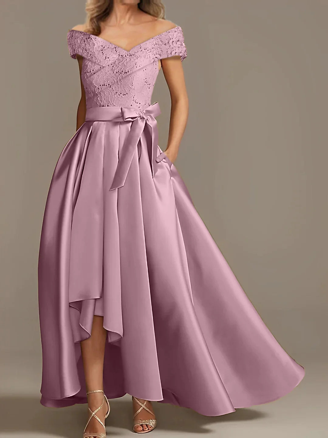 A-Line Off-The-Shoulder Asymmetrical High Low Mother Of The Bride Dresses With Ruffles