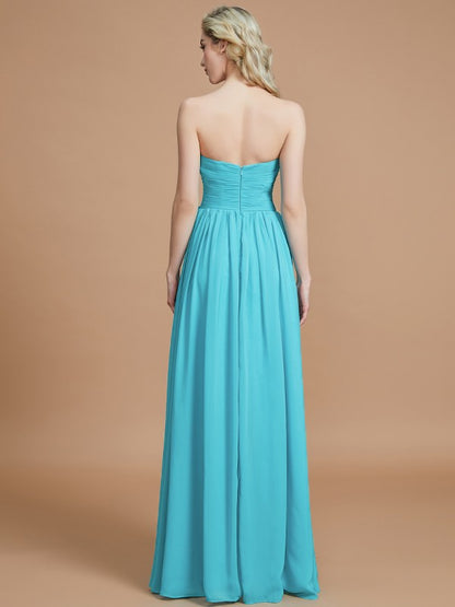 Empire Sweetheart Sleeveless Ruched Floor-Length Chiffon Bridesmaid Dresses