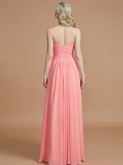 A-Line/Princess Sweetheart Sleeveless Floor-Length Chiffon Bridesmaid Dresses