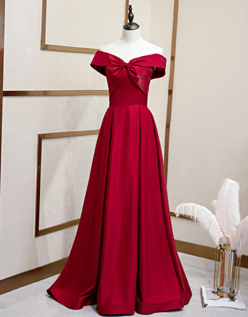 A-Line Red Off-the-Shoulder Prom Dress