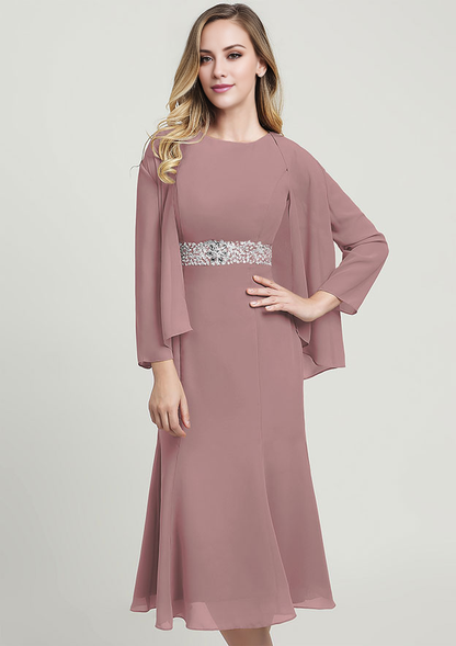 Chiffon Mother of the Bride Dress With Beading Jacket