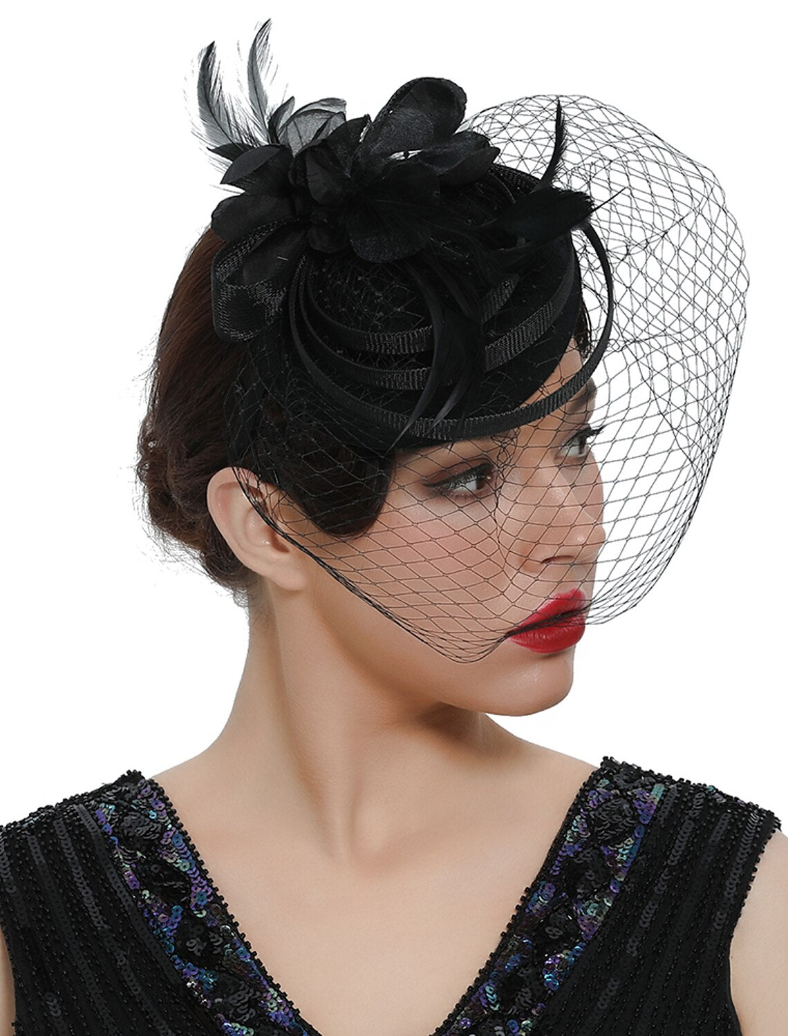 Fascinators Organza Polyester / Evening Holiday Vintage Style Elegant With Feather Appliques Headpiece Headwear