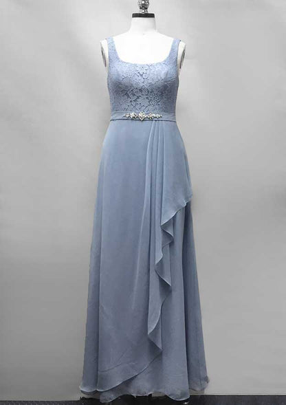 Chiffon Mother of the Bride Dress Sheath/Column Long Dress With Lace Ruffles