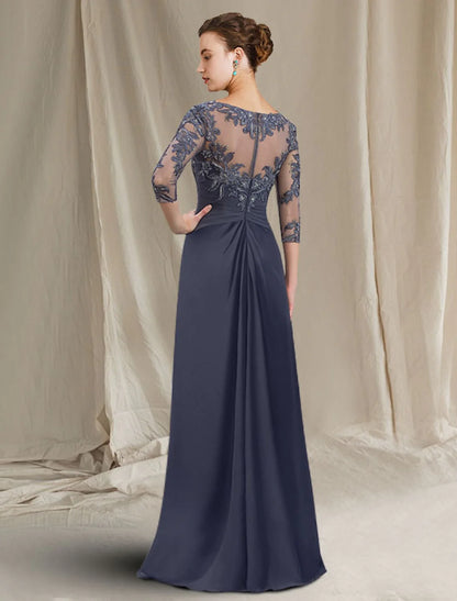 A-Line/Princess Jewel Neck Floor-Length Mother Of The Bride Dresses