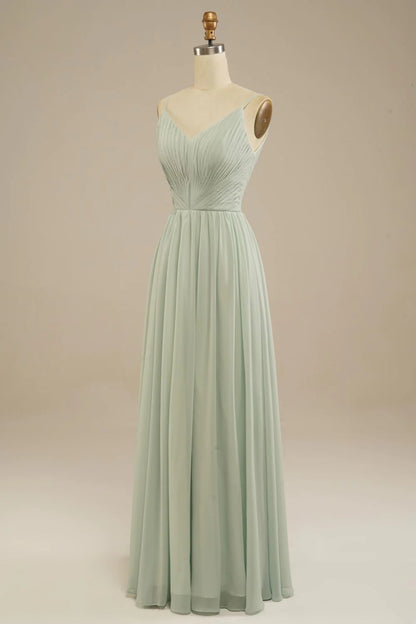 A-Line Floor Length Chiffon Bridesmaid Dress