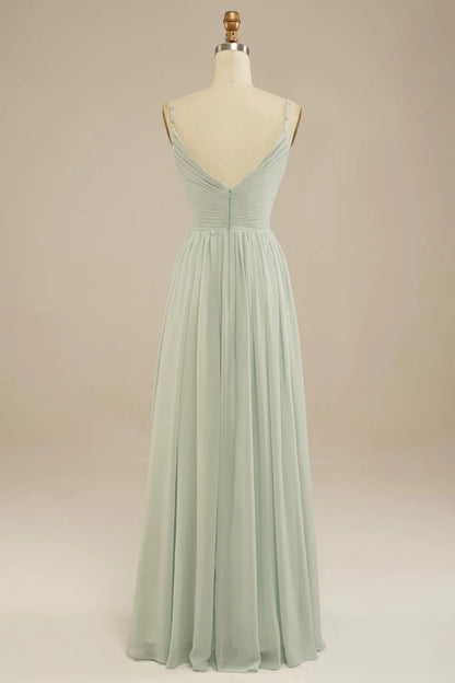 A-Line Floor Length Chiffon Bridesmaid Dress