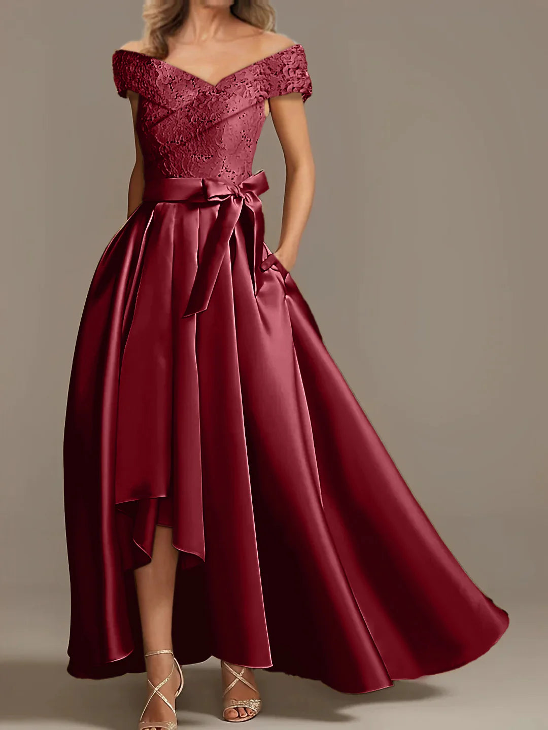 A-Line Off-The-Shoulder Asymmetrical High Low Mother Of The Bride Dresses With Ruffles