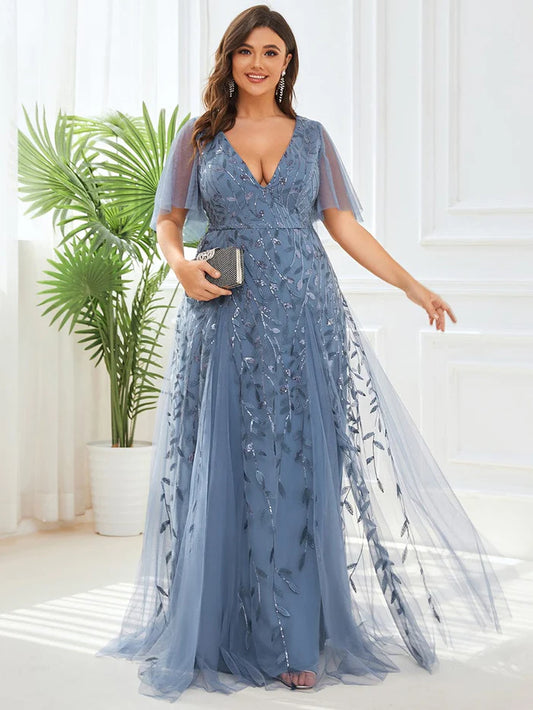 Plus Size Floor Length Formal Evening Gowns for Weddings Guest Mother of the Bride Dresses