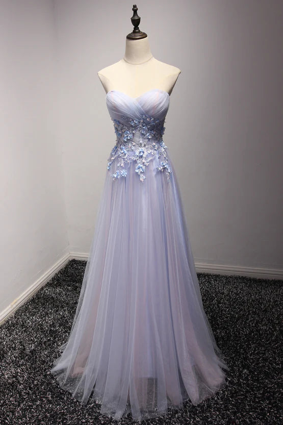 Sweetheart Light Blue and Pink Charming Lace Party Dress Formal Gowns Prom Dress