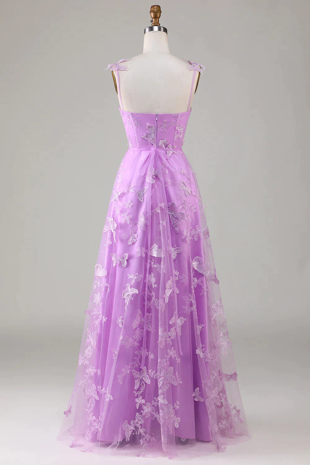 Stunning A-Line Long Tulle Prom Dress with Split And 3D Butterflies