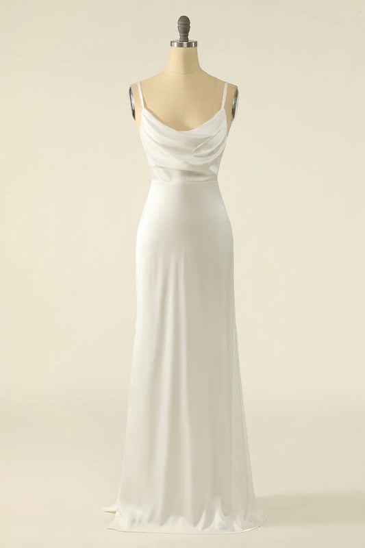 Ivory Satin Simple Wedding Dress