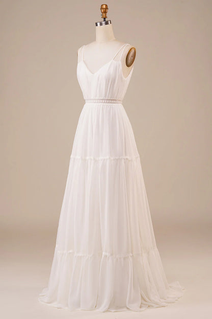 A-Line Simple Long Wedding Dress