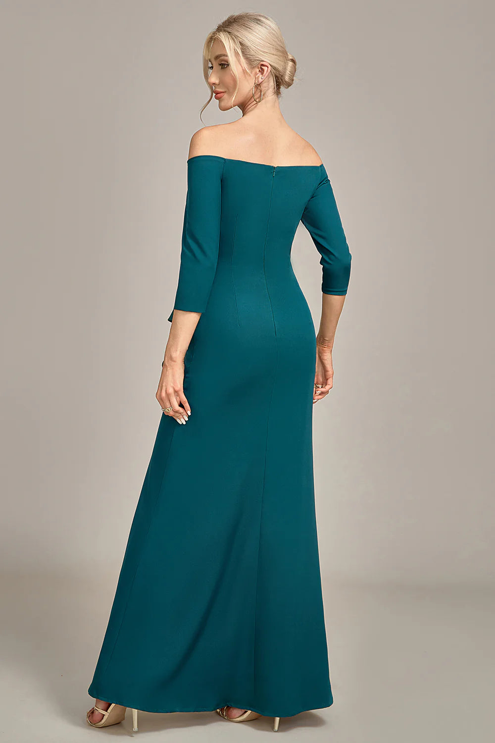 Dark Green Mermaid Off The Shoulder Cascading Ruffled Mother Of The Bride Dress