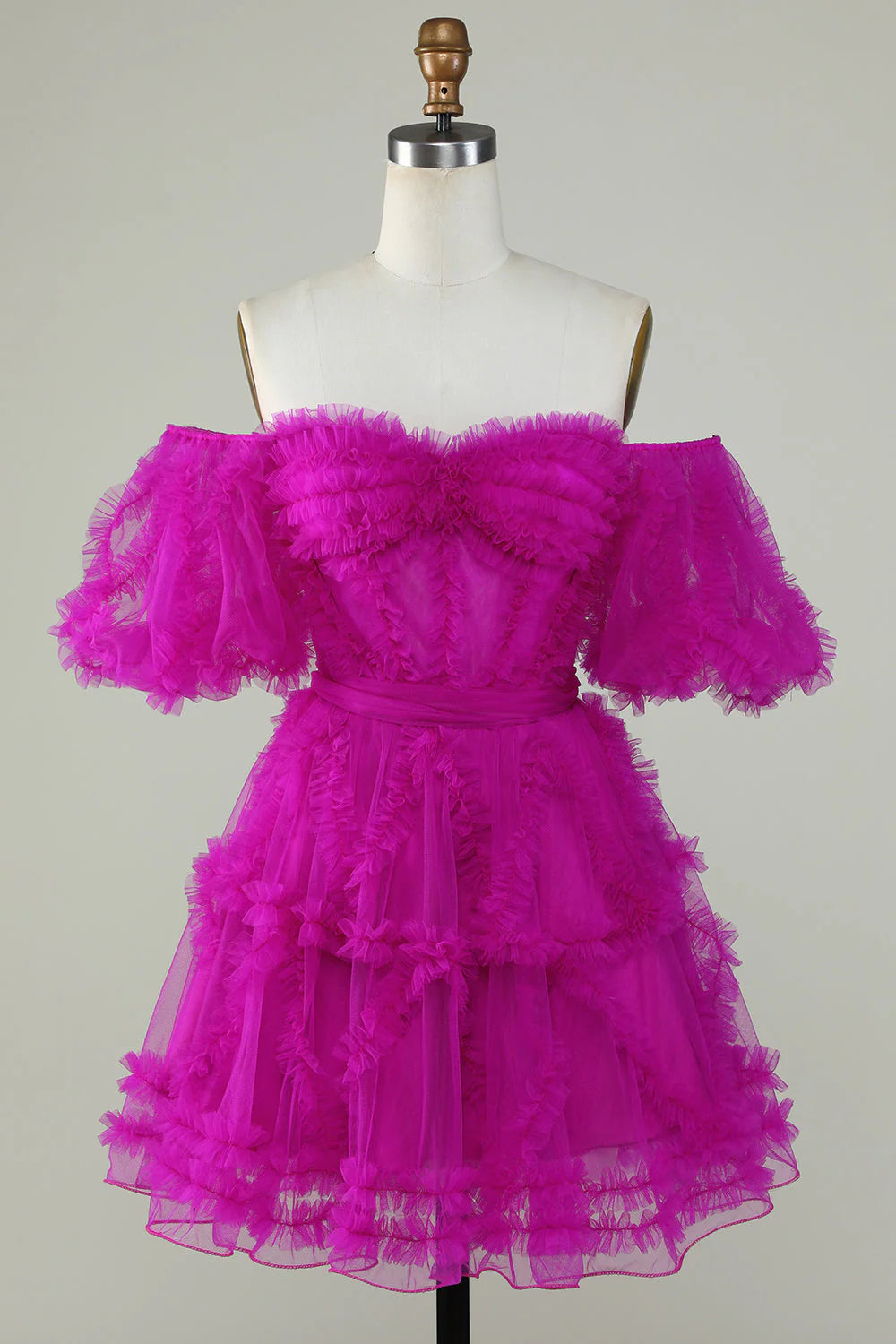 Cute A Line Off the Shoulder Pink Tulle Homecoming Dress Party Dress