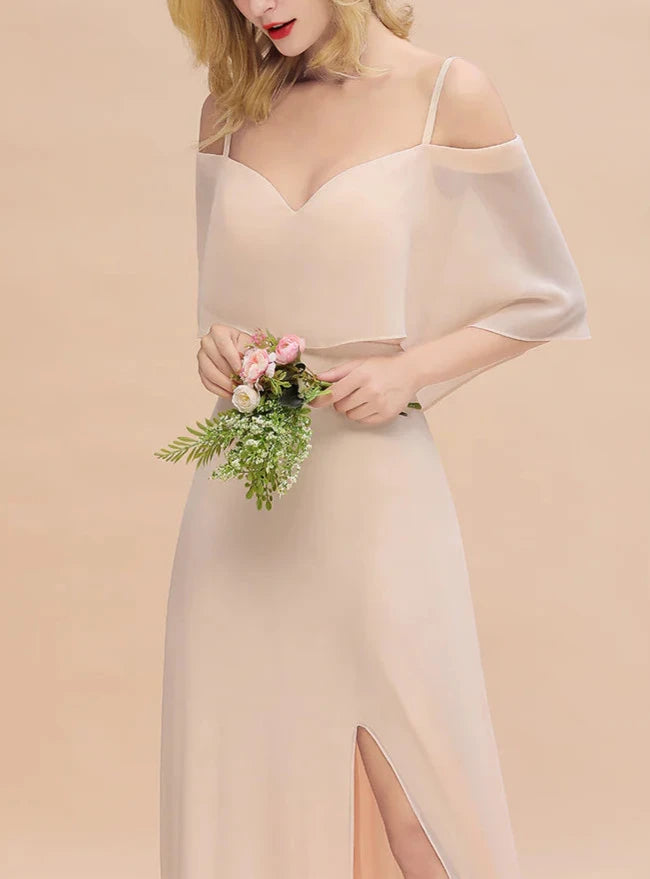 A-Line Spaghetti Straps Floor-Length Bridesmaid Dresses With Slit