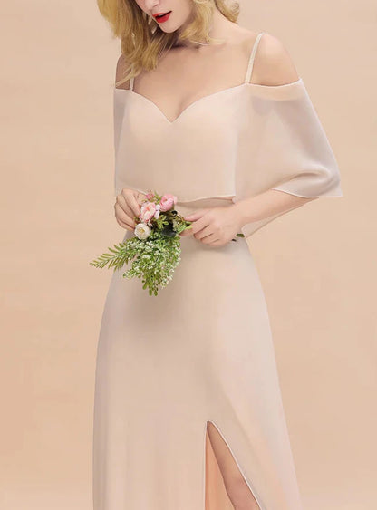 A-Line Spaghetti Straps Floor-Length Bridesmaid Dresses With Slit