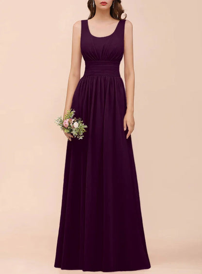 A-Line Square Straps Sleeveless Ruffle Bridesmaid Dresses Wedding Guest Dresses