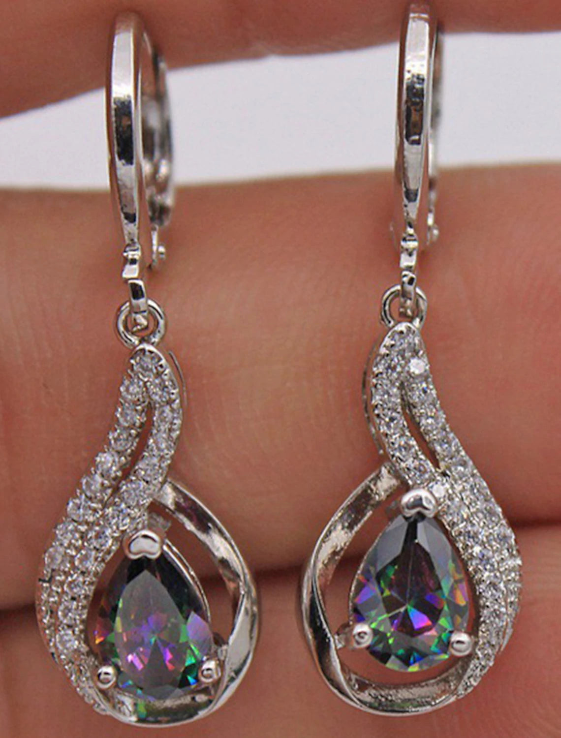 Zircon Drop Earrings Fine Jewelry Classic Precious Personalized Stylish Silver Earrings