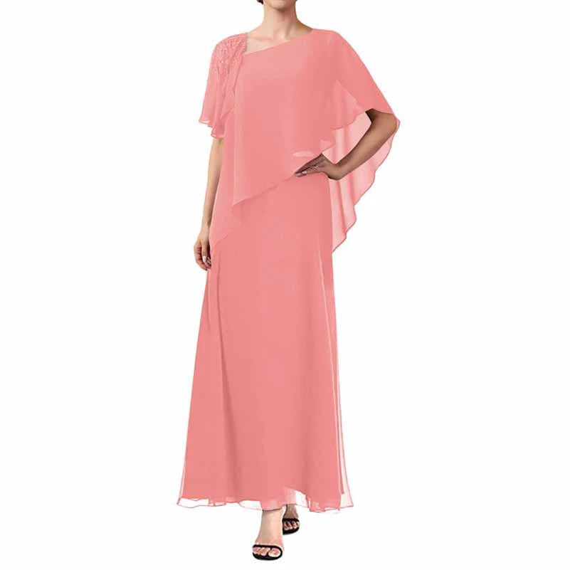 Plus Size Chiffon Mother of The Bride Dress Long Formal Evening Gown