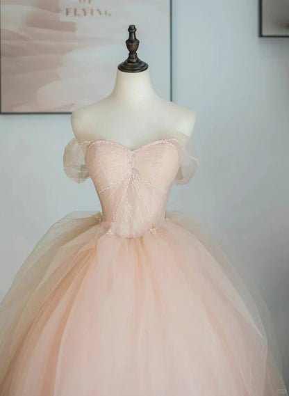 Pink Princess Dress Tulle Sweetheart Ball Gown Cute Sweet 16 Dress Pink Tulle Prom Dress