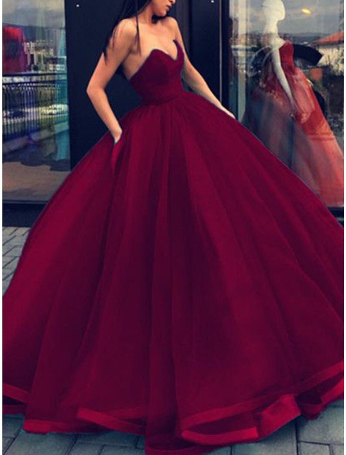 Ball Gown Party Dress Beautiful Back Elegant Quinceanera Formal Evening Dress Strapless Sleeveless Floor Length Tulle with Sleek Pleats Tier