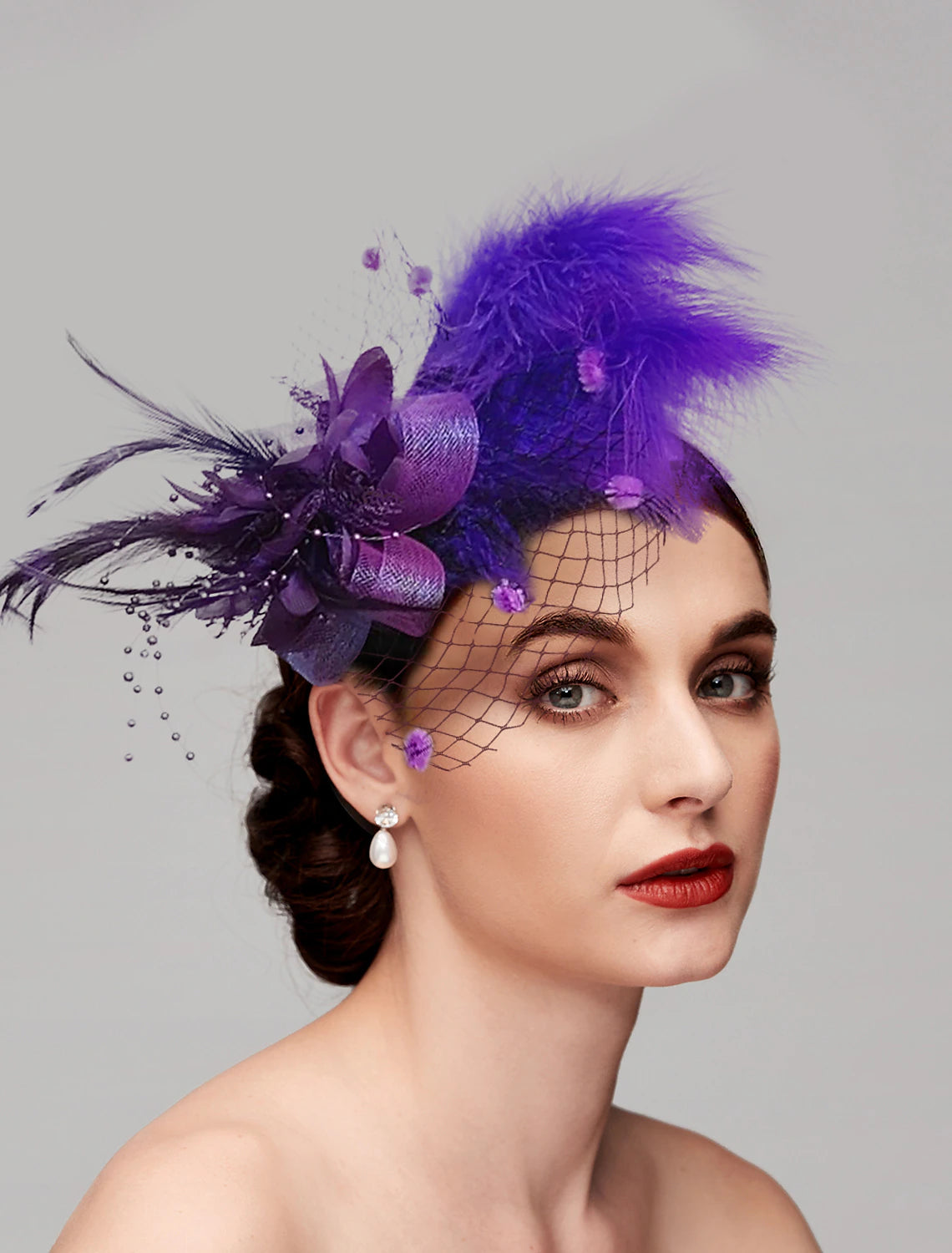 Feather / Net Fascinators / Headwear with Floral 1PC Fall Wedding / Special Occasion / Ladies Day