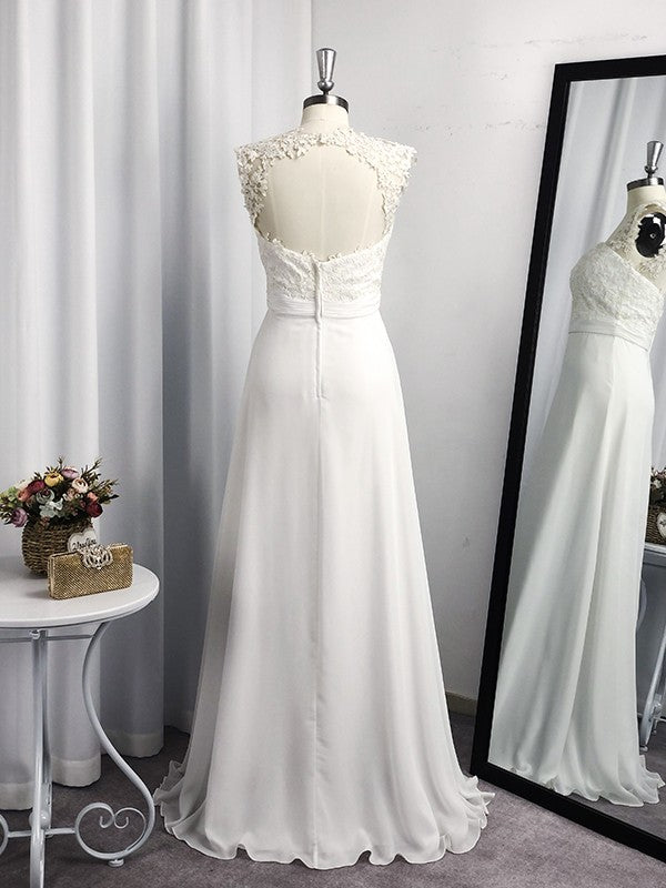 A-Line/Princess Floor-Length Applique Sleeveless Chiffon Sweetheart Dresses