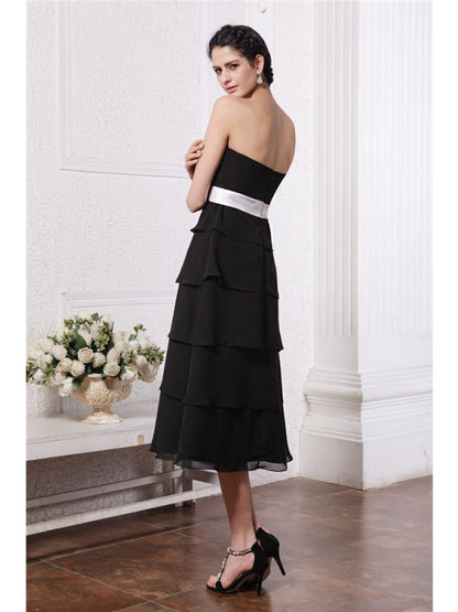 A-Line/Princess Sweetheart Sleeveless Short Sash Ruffles Short Chiffon Bridesmaid Dresses