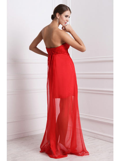 A-Line/Princess Strapless Sleeveless Beading Long Chiffon Bridesmaid Dresses