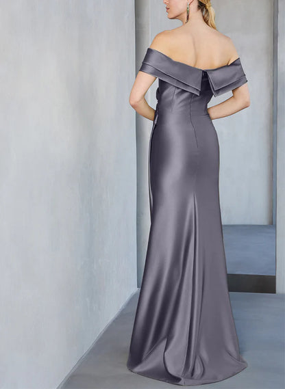 Sheath/Column Off-the-Shoulder Floor-Length Mother of the Bride Dresses Wedding Guest Party Dress