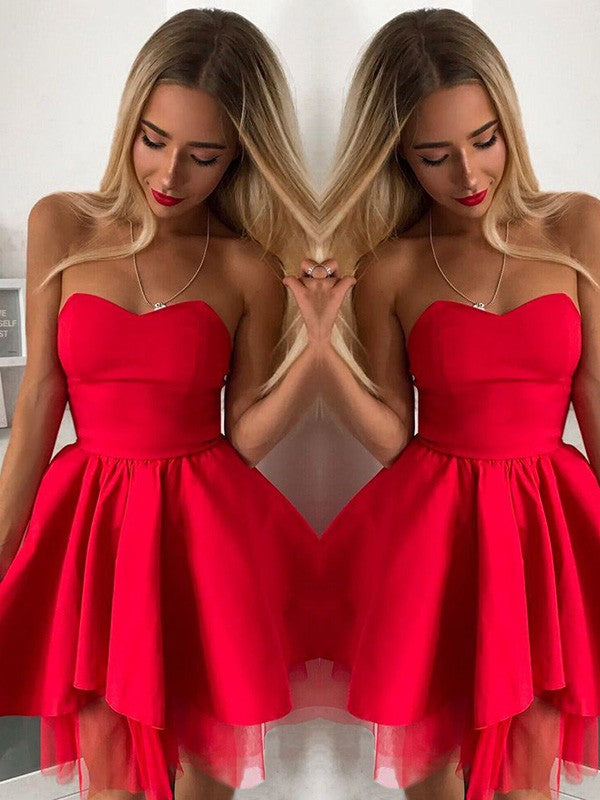 A-Line/Princess Stretch Crepe Ruffles Sweetheart Sleeveless Short/Mini Homecoming Dresses