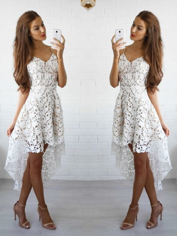 A-Line/Princess Sleeveless Spaghetti Straps Lace Short/Mini Dresses