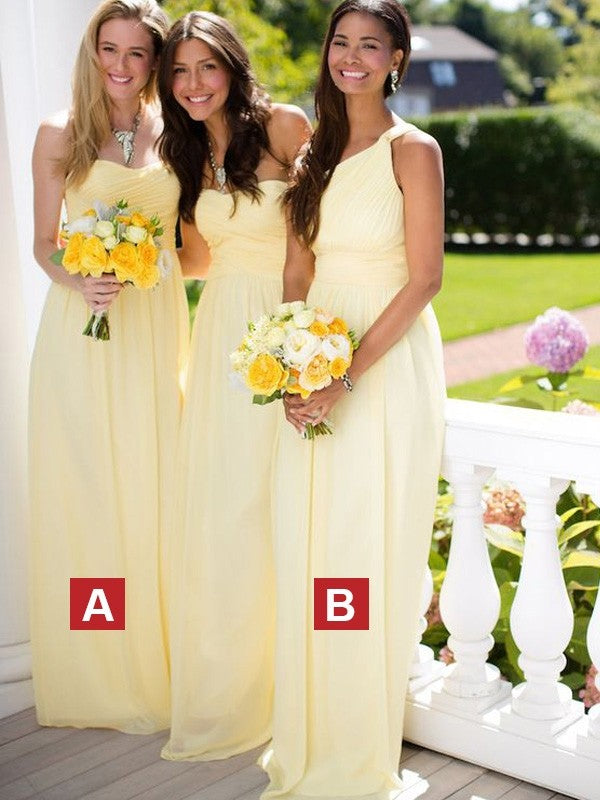 A-Line/Princess Sleeveless Floor-Length Chiffon Bridesmaid Dresses