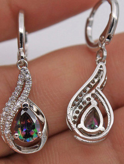 Zircon Drop Earrings Fine Jewelry Classic Precious Personalized Stylish Silver Earrings