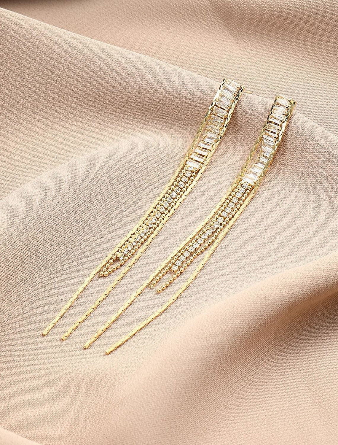 Zircon Drop Earrings Fine Jewelry Tassel Fringe Precious Stylish Trendy Earrings Jewelry