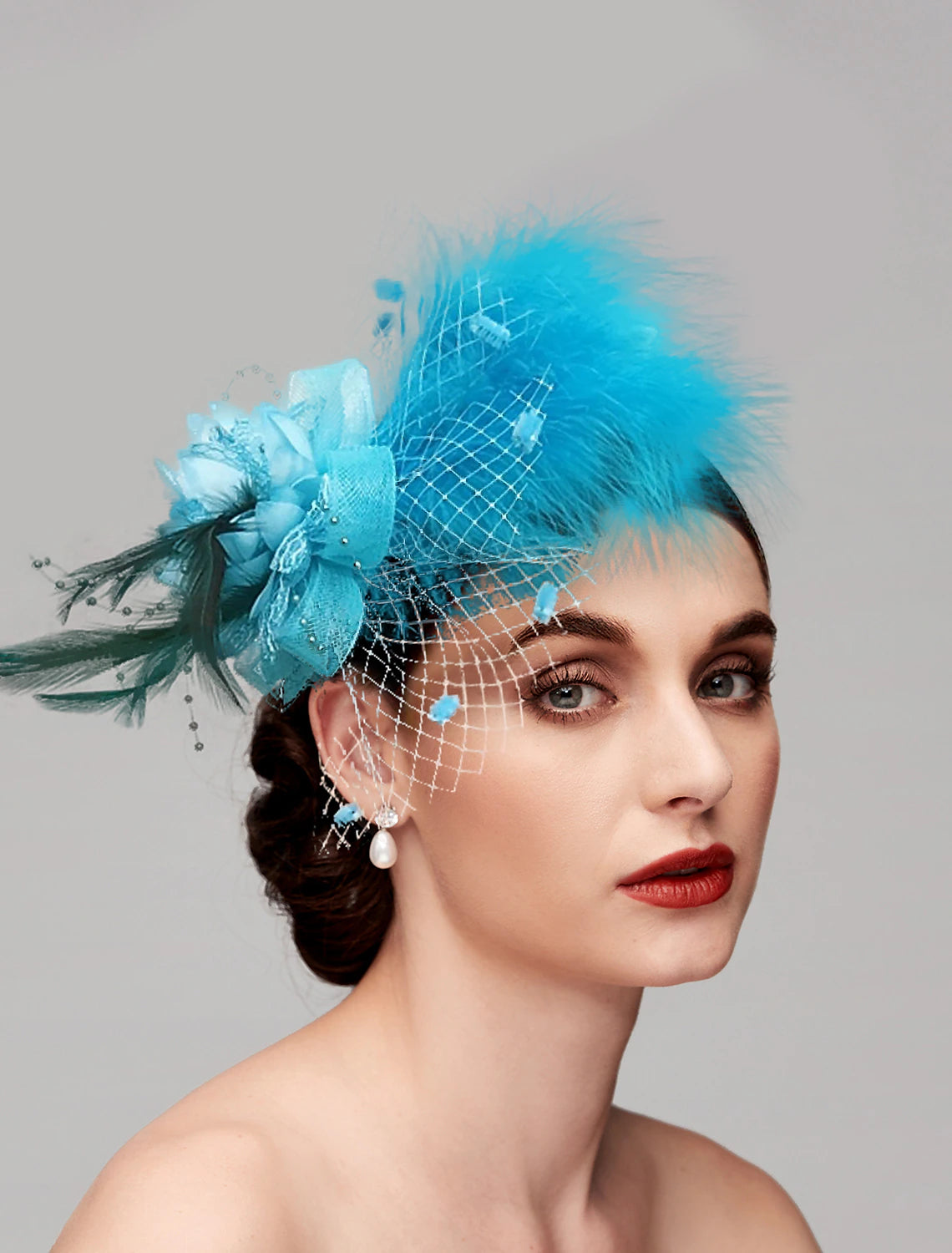 Feather / Net Fascinators / Headwear with Floral 1PC Fall Wedding / Special Occasion / Ladies Day